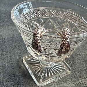 NIB Michael Dawkins Sterling Silver Caviar Beaded Crossover Omega Back Earrings